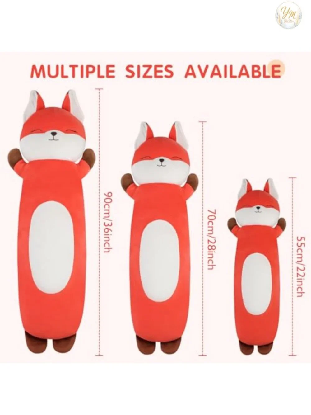 36 inch Plush Fox Pillow, Giant Jumbo Stuffed Animal Toy for Kids